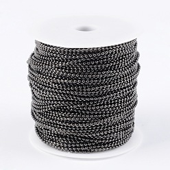 Gunmetal Iron Ball Chains, Soldered, Gunmetal, with Spool, Bead: about 2mm in diameter, about 328.08 Feet(100m)/roll