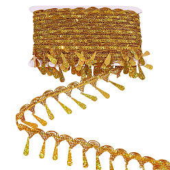 Teardrop Rubans à pompons en dentelle de fil métallique polyester, bordure à franges ornée de paillettes laser, pour la décoration de vêtements, larme, 2-3/8 pouces (61 mm), environ 10.00 yards (9.14m)/ensemble