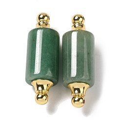 Mixed Stone Natural Mixed Stone Connector Charms, with Golden Plated 304 Stainless Steel Findings, Column Links, 36x12mm, Hole: 1.2~1.4mm
