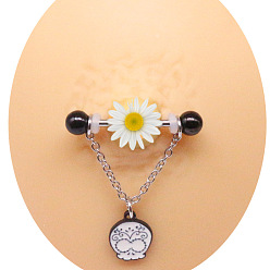 Цветок 316l хирургическая нержавеющая стальная скоба для соска, цвет нержавеющей стали, цветок, 14 мм, штифты : 1.6 мм