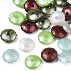 Couleur Mélangete Perles acryliques opaques, plat rond, couleur mixte, 10x4mm, Trou: 1.5mm, environ2300 pcs / 500 g