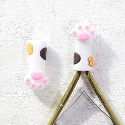 White Bear Paw Print Silicone Nail Art Cuticle Nipper Protective Cover, for Scissors and Tweezers, White, 3.3x1.7cm