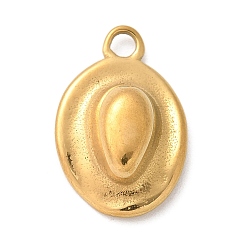 Настоящее золото 18K 304 подвески из нержавеющей стали, очарование ковбойской шляпы, реальный 18 k позолоченный, 17x11x5 мм, отверстие : 2 мм