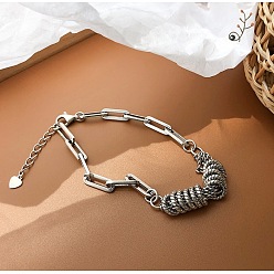 Ring Браслеты из сплава звеньев цепи, браслеты-цепочки со скрепками для женщин, античное серебро, кольцо, 6.50 дюйм (16.5 см)