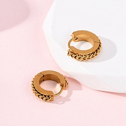 Настоящее золото 18K Серьги из 304 нержавеющей стали, с 316 нержавеющей стали, ионное покрытие (ip), цепочка-оберег, реальный 18 k позолоченный, 15~15.5x3.5 мм