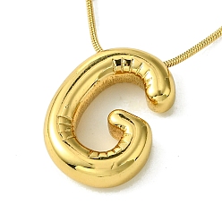Letter G Ion Plating(IP) Initial Letter 304 Stainless Steel Pendant Necklaces, Real 18K Gold Plated, Letter G, 15.91 inch(40.4cm), pendant: 21x15mm
