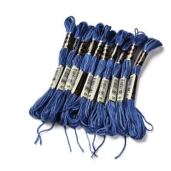 Steel Blue 10 Skeins 6-Ply Polyester Embroidery Floss, Cross Stitch Threads, Segment Dyed, Steel Blue, 0.5mm, about 8.75 Yards(8m)/skein