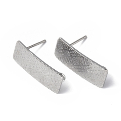 Нержавеющая Сталь Цвет Не тускнеет 304 фурнитура для сережек-гвоздиков из нержавеющей стали, с вертикальными петлями, текстурированный прямоугольник, цвет нержавеющей стали, 20x8 мм, отверстие : 2.5 мм, штифты : 0.8 мм