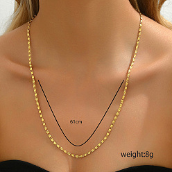 Golden Simple Brass Oval Link Chain Necklaces for Women, Golden, 24.02 inch(61cm)
