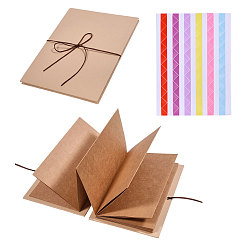 Цвет Древесины Бумажный блокнот, пустой раздвижной блокнот-гармошка и фотоальбом своими руками, с пластиковой наклейкой и резинкой, прямоугольные, деревесиные, 181x121x13 мм