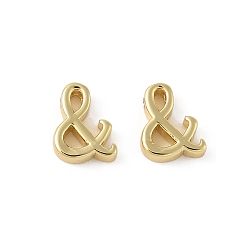 Настоящее золото 18K Латунные бусины, & символ, долговечный, без свинца и без кадмия, реальный 18 k позолоченный, 9x7x2.5 мм, отверстие : 1 мм