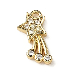Настоящее золото 18K Латунные микро проложить кубического циркония прелести, звезда, стойки покрытие, долговечный, без кадмия и без свинца, реальный 18 k позолоченный, 13x7x2 мм, отверстие : 1.2 мм