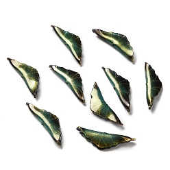 Dark Green Leaf Opaque Acrylic Beads, for DIY Jewelry Making, Dark Green, 9~10x31~32x4~5mm, Hole: 0.8~1mm