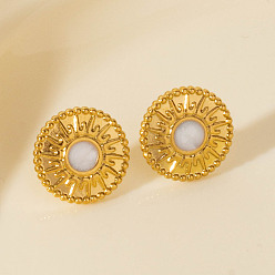 Белый Геометрические 304 серьги-гвоздики из нержавеющей стали в форме солнца, золотые, белые, 15x15 мм