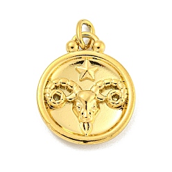 Aries 304 Stainless Steel Pendants Rhinestone Settings, Round with Constellations, Aries, 20.5x17x3.5mm, Hole: 3.5x2mm, Fit for 0.9mm Rhinestone