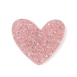 Pink Кабошоны из акрилового пластика, сердце, розовые, 37x39.5x2.5 мм, отверстие : 2.5 мм