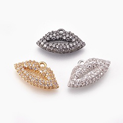 (52) Непрозрачная лаванда Латунные микро проложить кубического циркония подвески, губа, прозрачные, разноцветные, 9.5~10x17x3.5 мм, отверстие : 1.5 мм