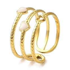 Настоящее золото 18K 304 эмалированные открытые манжеты из нержавеющей стали для женщин, ионное покрытие (ip), сердце, реальный 18 k позолоченный, 12.5 мм, внутренний диаметр: регулируемый