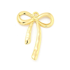 Настоящее золото 18K Латунные подвески, бантом, реальный 18 k позолоченный, 40x28x3 мм, отверстие : 2 мм