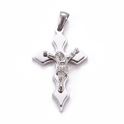 Mixed Color Easter Theme 304 Stainless Steel Pendants, Crucifix Cross, Mixed Color, 36.5x22x5.5mm, Hole: 3x5mm