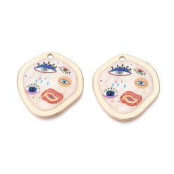 Разноцветный Печатные эмали подвески сплава, самородки и обереги от сглаза, стойки покрытие, без кадмия и без свинца и без никеля, золотые, красочный, 32.5x30x2~2.5 мм, отверстие : 2 мм