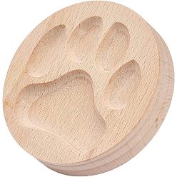 Paw Print Wood Cookie Molds, Biscuit Stamps, Round, Paw Print, 65.5x40mm, Inner Diameter: 49mx49m