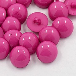 Camellia Acrylic Dome Shank Buttons, 1-Hole, Dyed, Half Round, Camellia, 18x6mm, Hole: 3mm