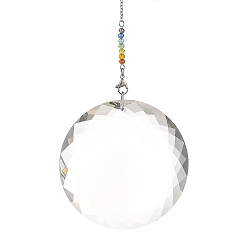 Colorful 7 Chakra Faceted Glass Round Suncatchers, Colorful Prism Window Hanging for Home & Garden Decor, Colorful, 232mm