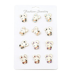 (52) Непрозрачная лаванда 12шт 5 цвета кролик с морковкой эмалевые булавки, булавки для лацканов из сплава для одежды рюкзака, разноцветные, 24x20 мм