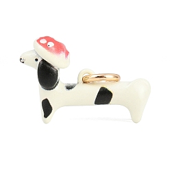 Разноцветный 304 нержавеющей стальной эмали подвески, подвески в форме собак, золотые, красочный, 13x20x6 мм, отверстие : 3.5 мм