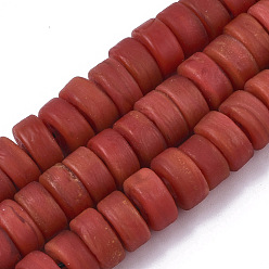 Красный Ручной работы бусины матовое бисер нитей, Heishi бусы, Диск / плоские круглые, красные, 9x4.5 мм, отверстие : 1.6 мм, около 108 шт / нитка, 19.29 дюйм