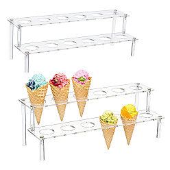 Transparent 2-stufige Acryl-Eiscreme-Displayständer, Eistütenhalter, Transparent, 30x10.5x10 cm