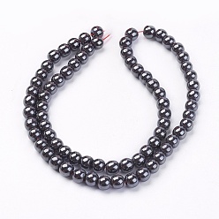 Non-magnetic Hematite Non-Magnetic Synthetic Hematite Beads Strands, Round, 6mm, Hole: 1.5mm, about 68~72pcs/strand