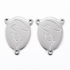 Нержавеющая Сталь Цвет Устойчивые к потускнению 304 элементы люстр из нержавеющей стали, 3 Разъемы петли, овальные с рисунками " virgin mary", части розария, цвет нержавеющей стали, 24.5x18x1.5 мм, отверстие : 1.2 мм