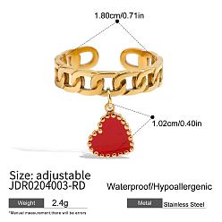 Золотой 304 кольца из циркониевого кубического кольца из нержавеющей стали, сердце, золотые, 15~20 мм