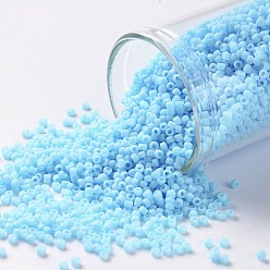 (43F) Opaque Frost Blue Turquoise Toho runde Rocailles, japanische Rocailles, (43 f) undurchsichtiges frostblaues Türkis, 15/0, 1.5 mm, Bohrung: 0.7 mm, über 3000pcs / Flasche, 10 g / Flasche