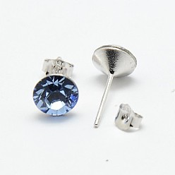 211_Zafiro claro Aretes de cristal austriaco, con 925 pendientes de plata de ley, 211 _Light zafiro, 16x7 mm, pin: 0.8 mm