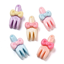 Mixed Color Tableware Opaque Resin Decoden Cabochons, Fork with Bowknot, Mixed Color, 15x8x5mm