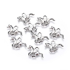 Antique Silver Horse Tibetan Style Alloy Charms, Cadmium Free & Lead Free, Antique Silver, 14.5x21x2mm, Hole: 3mm, about 1075pcs/1000g