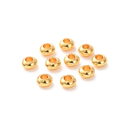 Настоящее золото 24K Латунные бусины, рондель, долговечный, без свинца и без кадмия, стойки покрытие, реальный 24 k позолоченный, 3.5x2 мм, отверстие : 1.5 мм
