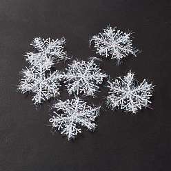 White PVC Pendant Decorations, with Braided Cotton Threads, for Christmas Tree Decorations, Snowflake, White, 68~70x58~60x1mm, Hole: 2mm, 6pcs/bag