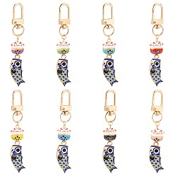 (52) Непрозрачная лаванда 1 набор украшений из фарфоровой подвески «Счастливый кот», эмалевые подвески в виде карпа, подвески на клипсах, для брелка, кошелек, украшение для рюкзака, разноцветные, 85 мм, 8 шт / комплект