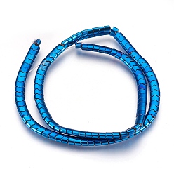 со Синим Покрытием Гальванизировать немагнитных синтетический гематит нитей бисера, полированный, волна, с покрытием синим, 5.5x4x3 мм, отверстие : 1 мм, около 120~122 шт / нитка, 15.7 дюйм ~ 16.1 дюйм (40~41 см)