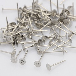 Stainless Steel Color 304 Stainless Steel Stud Earring Findings, Stainless Steel Color, 12x5mm, Pin: 0.7mm