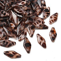 Кокосово-Коричневый Непрозрачные акриловые бусины, имитирующие леопардовый принт, ромб, два тона, с блеском порошок, кокосового коричневый, 31x14.5x4.5 мм, отверстие : 1.8 мм, 460 шт / 500 г