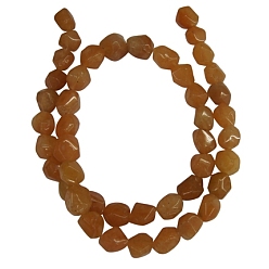 Sandy Brown Gemstone Beads Strands, Natural Red Aventurine, Faceted, Nuggets, about 8mm wide, 10mm long, hole: 1mm, 47 pcs/strand, 15.5 inch