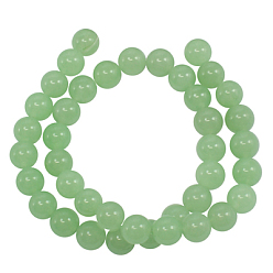 Aquamarine Gemstone Beads Strands, Natural White Jade, Dyed, Round, Aquamarine, 10mm, Hole: 1mm, about 41pcs/strand, 15.5 inch