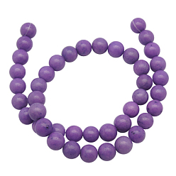 Purple Natural Mashan Jade Beads Strands, Dyed, Round, Purple, 6mm, Hole: 1mm, about 66pcs/strand, 16 inch