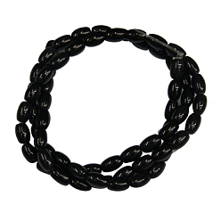 Black Natural Black Onyx Beads Strands, Dyed, Rice, Black, about 4mm wide, 6mm long, hole: 0.8mm, 61 pcs/strand, 15.5 inch