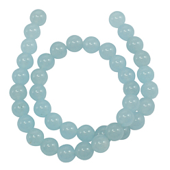 Light Blue Natural Gemstone Beads Strands, Dyed, White Jade, Round, Light Blue, 4mm, Hole: 0.5mm, about 90pcs/strand, 15 inch
